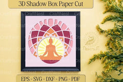 Meditation 3D Shadow Box Paper Cut Design Bundle - CraftNest - Digital Crafting and Art