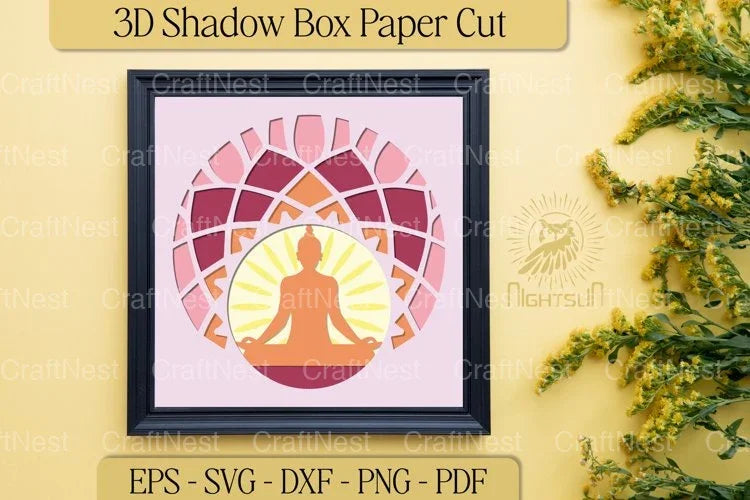 Meditation 3D Shadow Box Paper Cut Design Bundle - CraftNest - Digital Crafting and Art