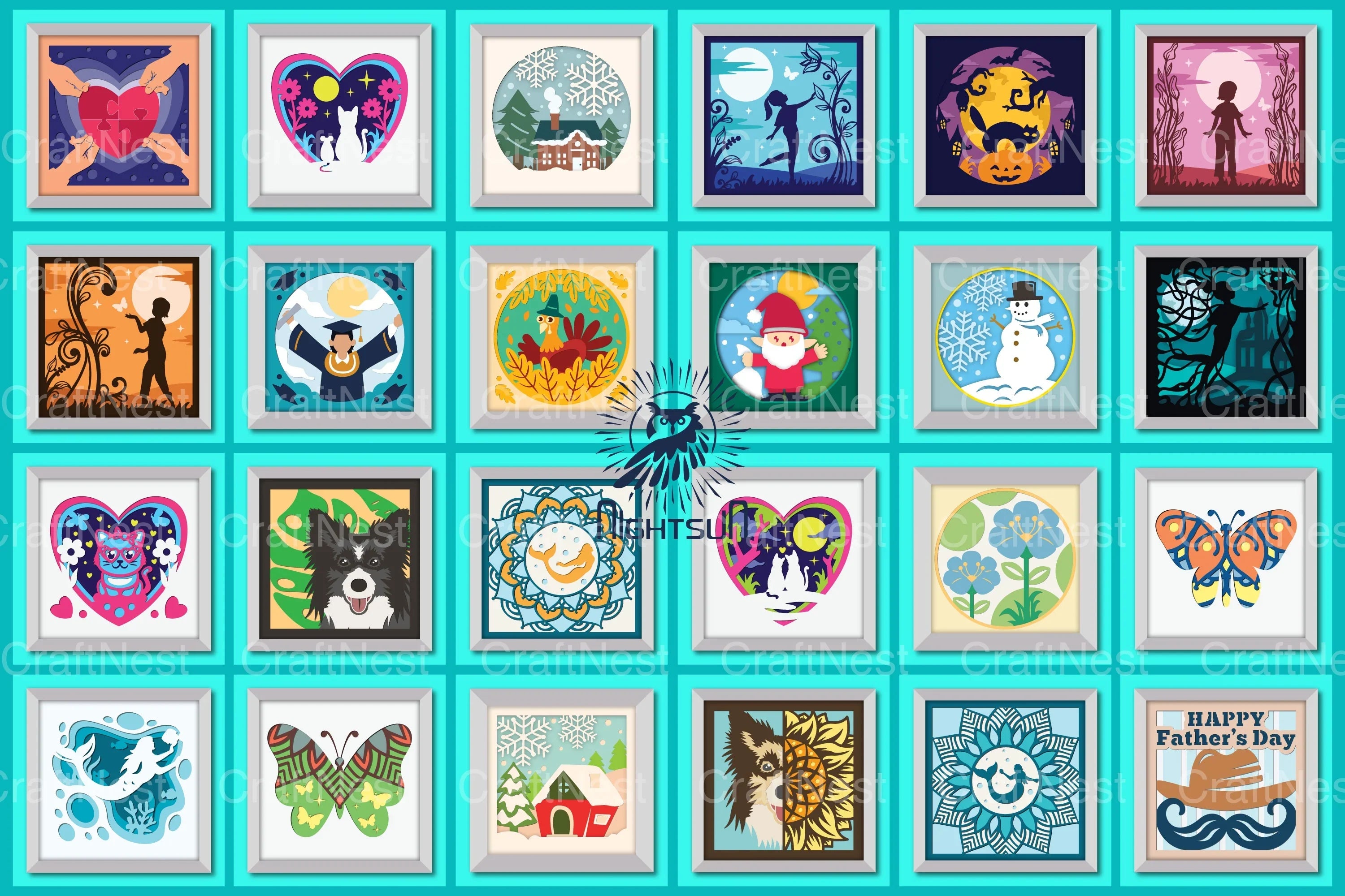 Mega 3D Shadow Box Bundle - Clipart Collection - CraftNest - Digital Crafting and Art