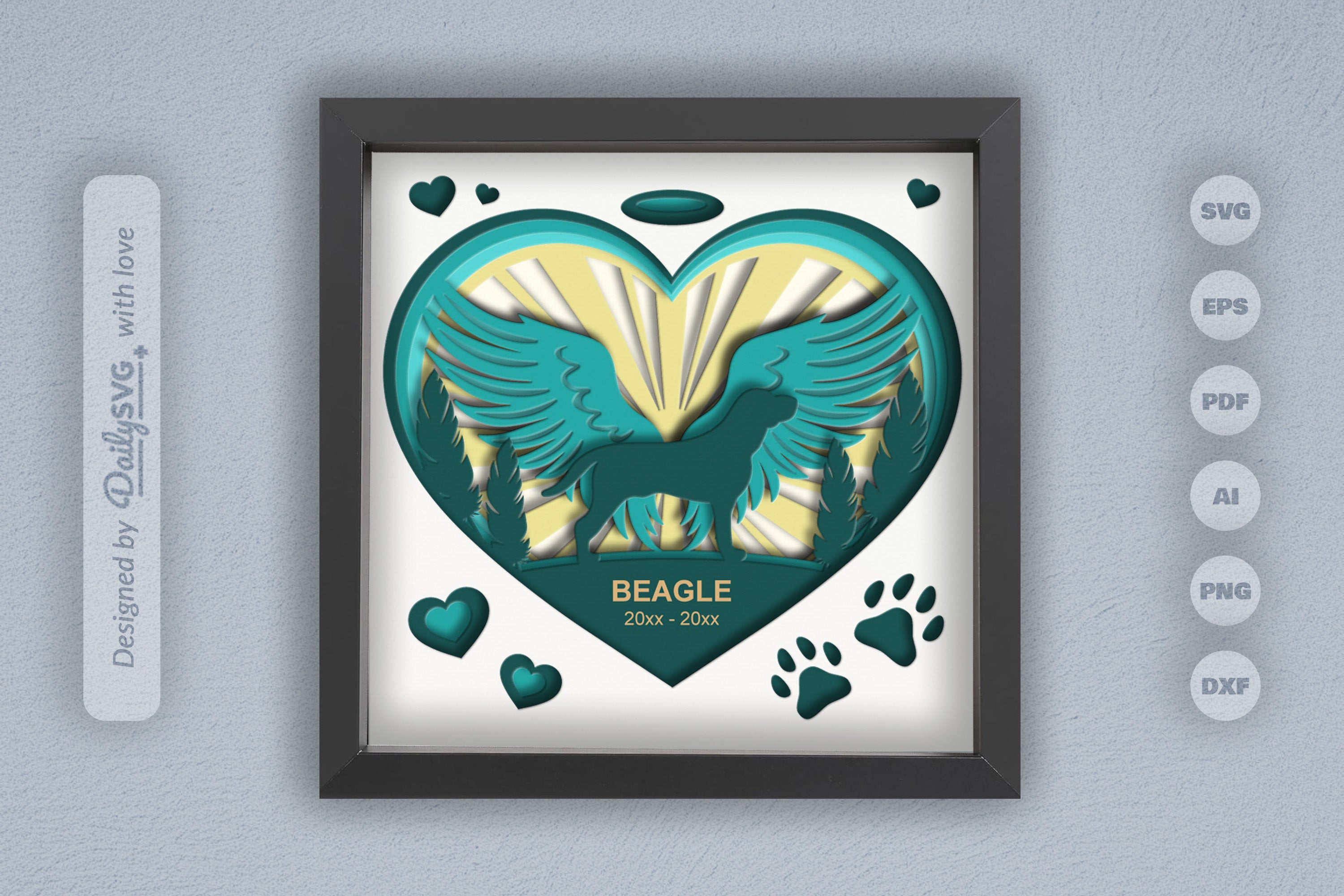 Memorial Beagle Dog Papercut SVG Bundle