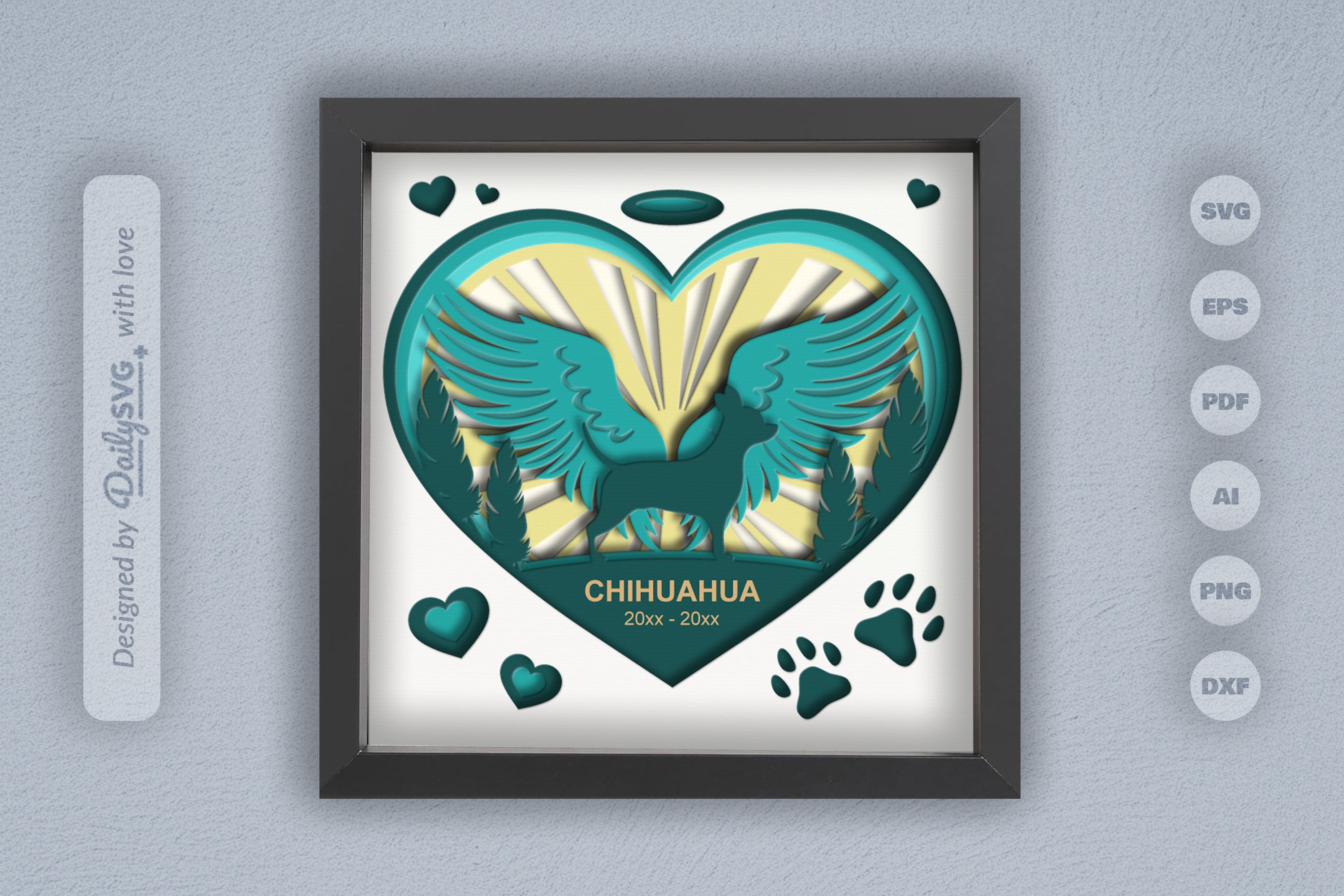 Memorial Chihuahua Dog Papercut SVG Bundle