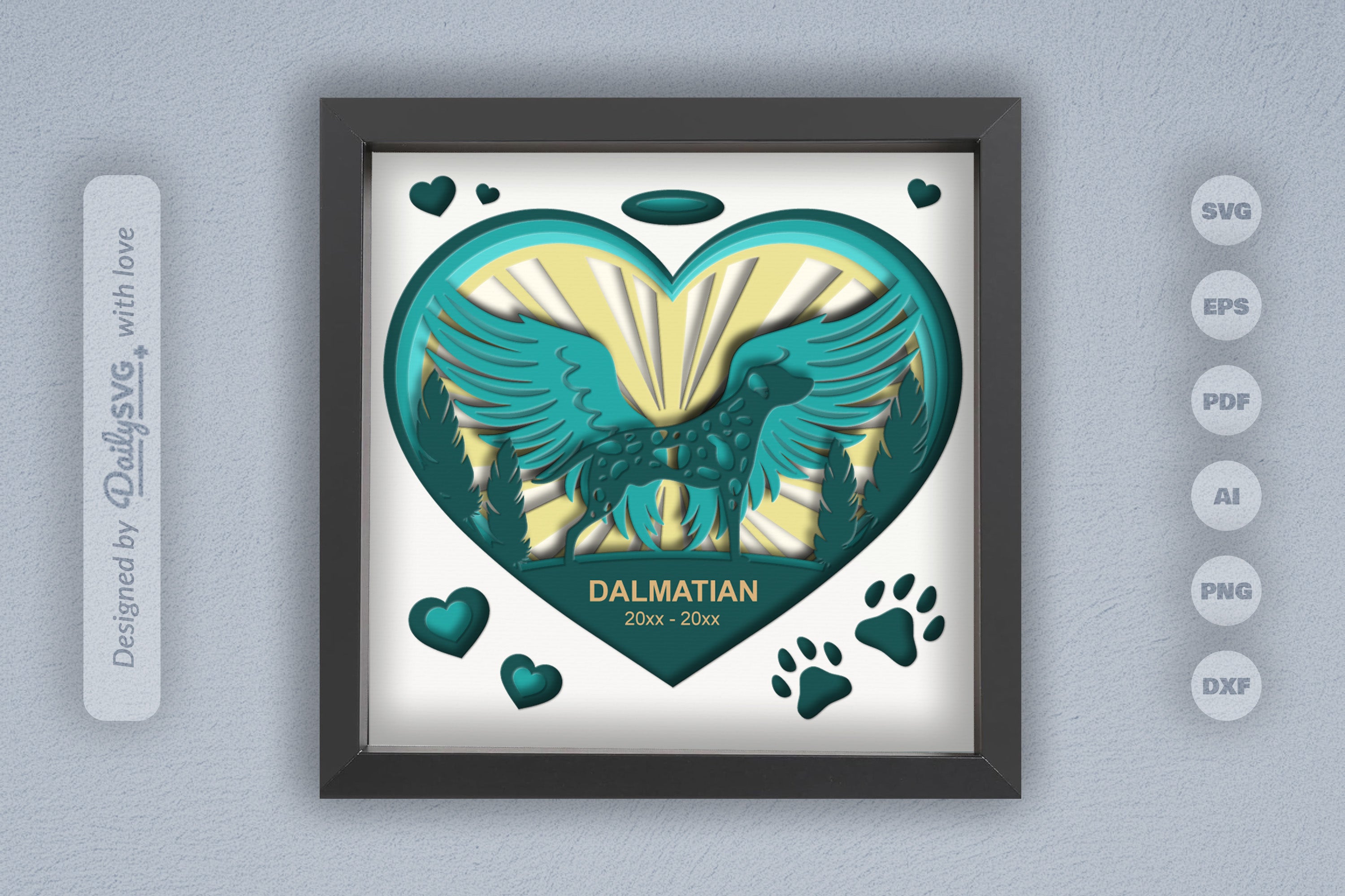 Memorial Dalmatian Dog Papercut SVG Bundle