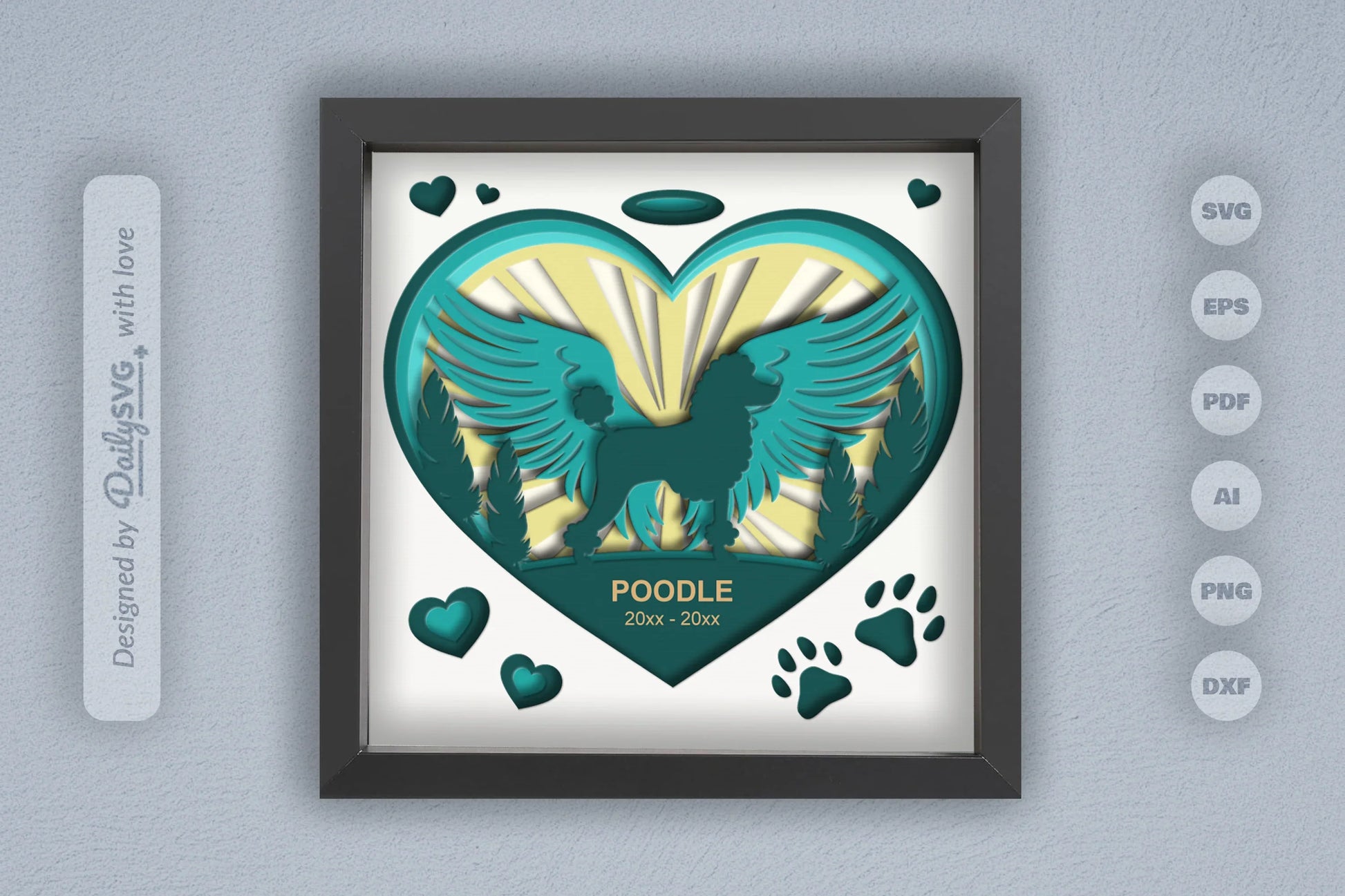 Memorial Poodle Dog Papercut SVG Bundle - CraftNest - Digital Crafting and Art