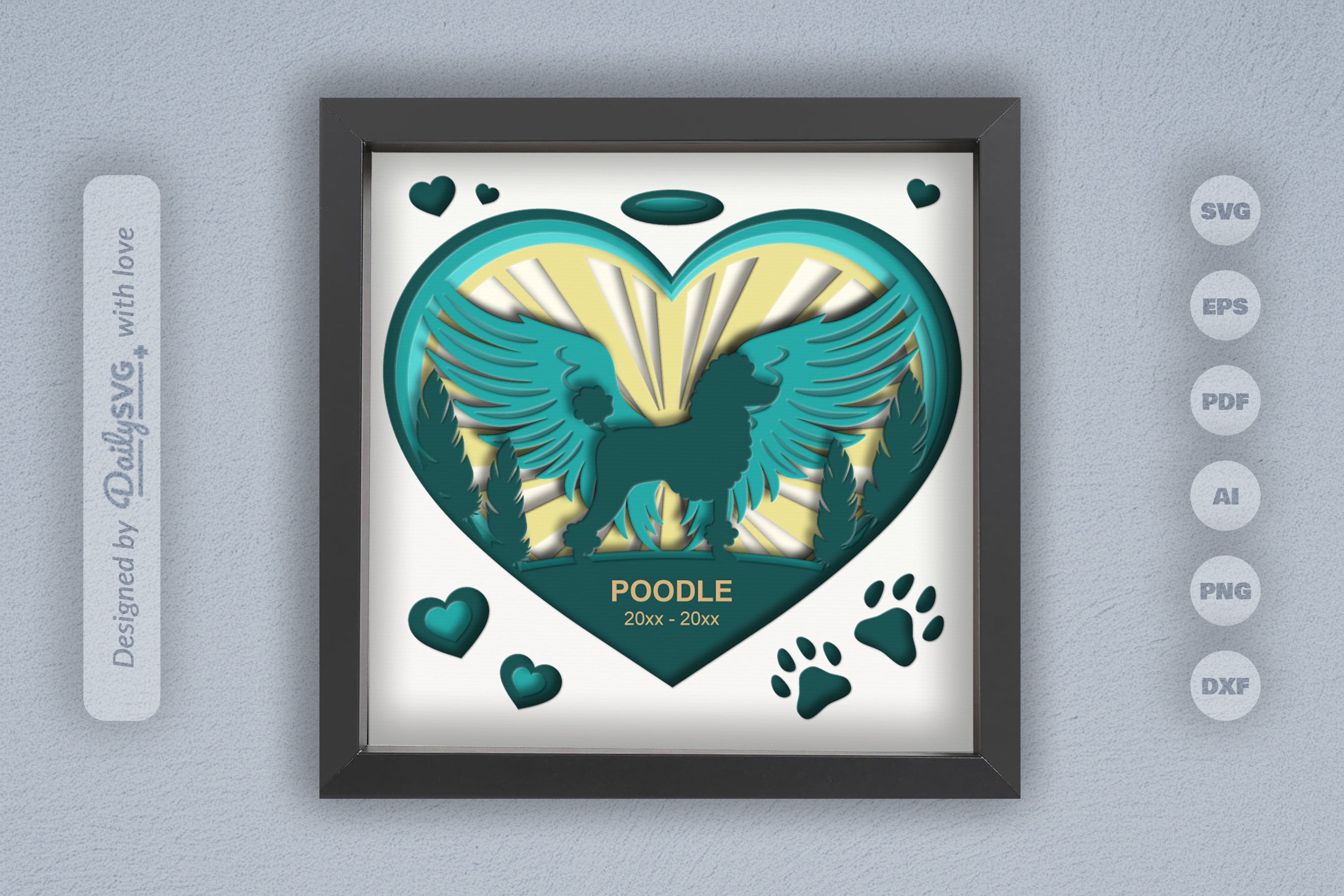 Memorial Poodle Dog Papercut SVG Bundle