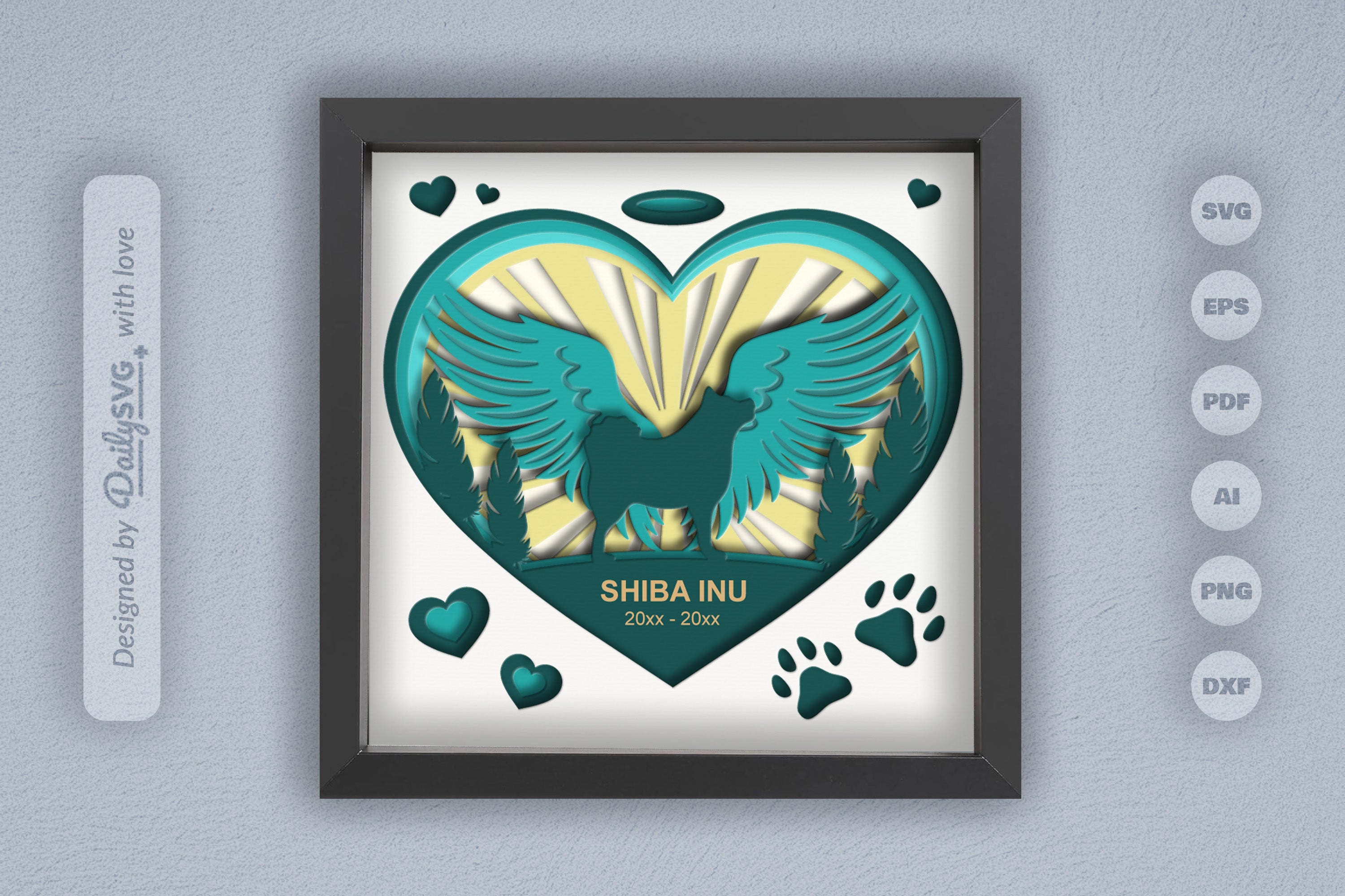 Shiba Inu Memorial Papercut SVG Bundle