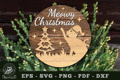Meowy Christmas Round Laser Cut Sign Clipart Bundle - CraftNest - Digital Crafting and Art