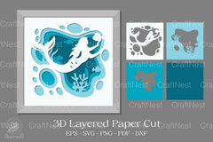 Mermaids in the Sea 3D Layered Papercut Clipart Bundle - CraftNest - Digital Crafting and Art