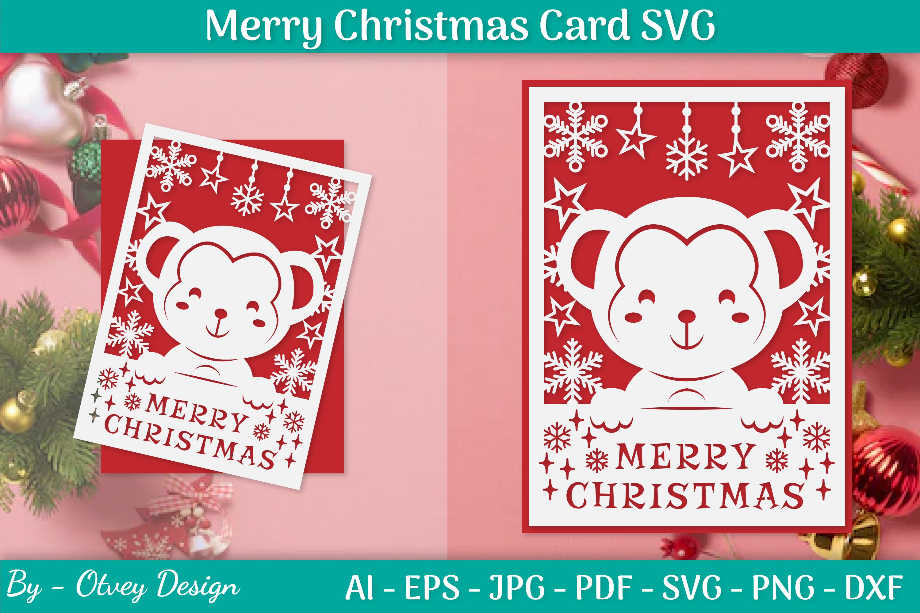 Merry Christmas Card Template SVG Bundle 2 - CraftNest - Digital Crafting and Art