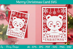 Merry Christmas Card Template SVG Bundle 4 - CraftNest - Digital Crafting and Art