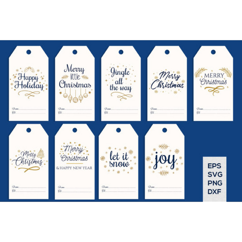 Merry Christmas Gift Tags SVG Bundle - CraftNest - Digital Crafting and Art