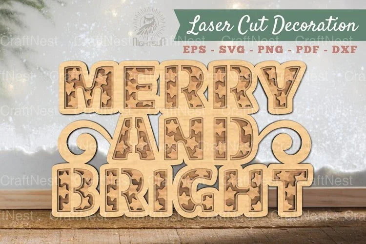 Merry and Bright 3D Lasercut Decoration Clipart Bundle - CraftNest - Digital Crafting and Art