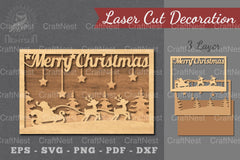 Merry Christmas Scene Laser Cut Decoration Clipart Bundle - CraftNest - Digital Crafting and Art
