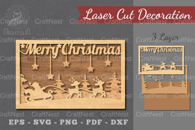 Merry Christmas Scene Laser Cut Decoration Clipart Bundle - CraftNest - Digital Crafting and Art