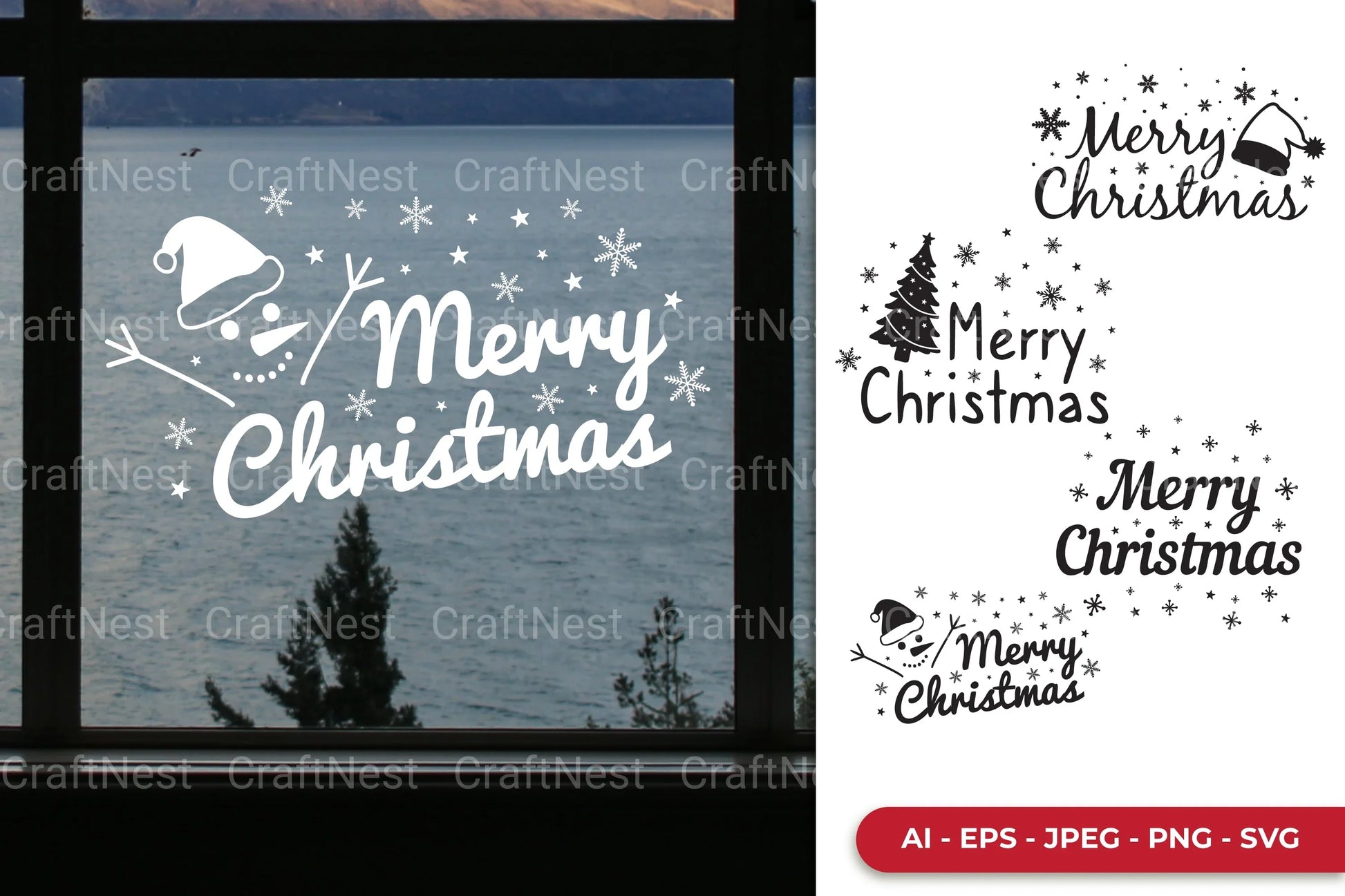 Merry Christmas Decal Set SVG Bundle - CraftNest - Digital Crafting and Art