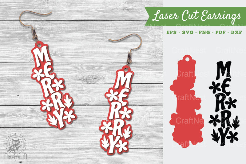 Merry Laser Cut Earrings SVG Bundle - CraftNest - Digital Crafting and Art