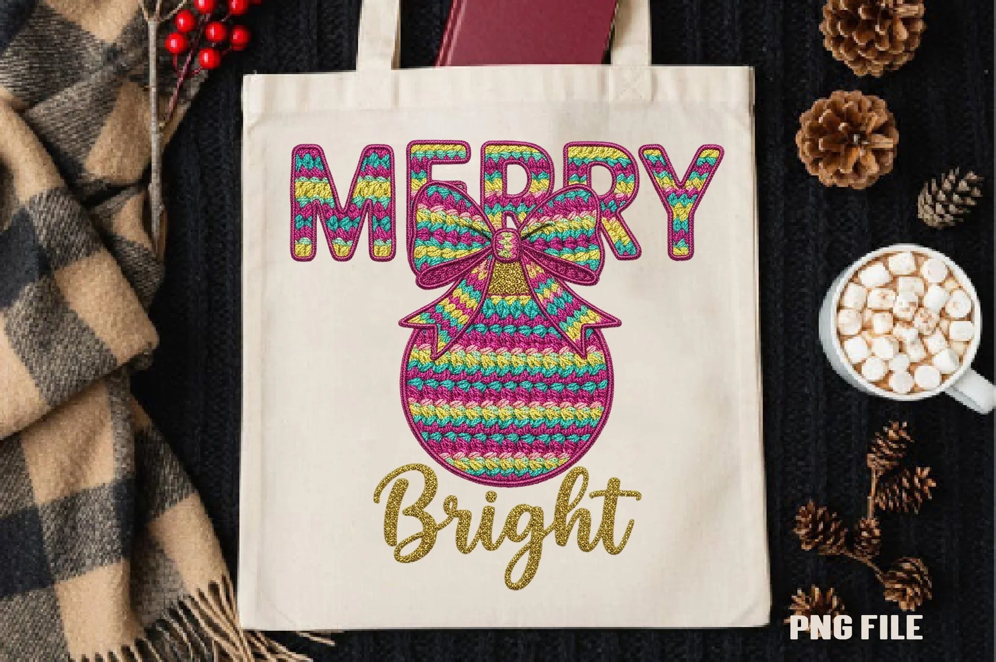 Merry & Bright Faux Yarn Christmas Clipart Bundle - CraftNest - Digital Crafting and Art