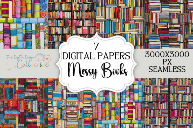 Messy Books Seamless Digital Paper Pack - CraftNest - Digital Crafting and Art