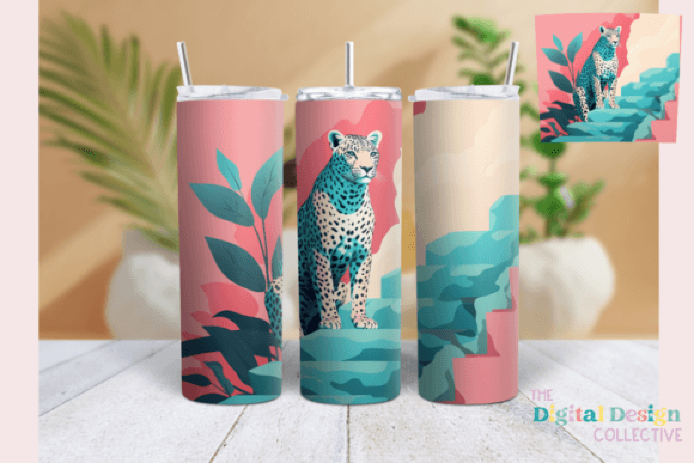 Midcentury Retro Leopard Tumbler Wrap Bundle