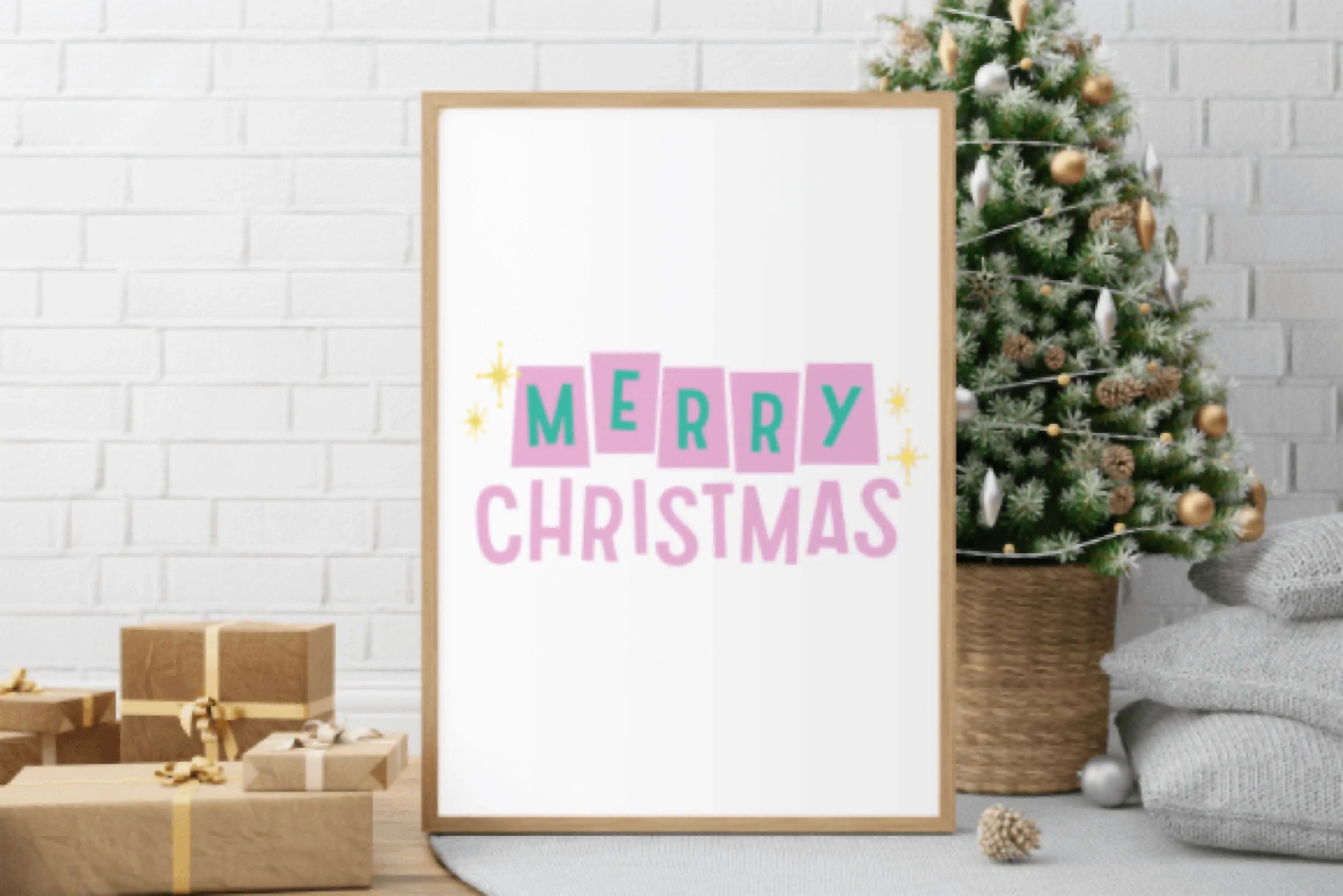 Midcentury Pink Merry Christmas Clipart Bundle - CraftNest - Digital Crafting and Art
