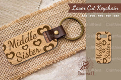 Middle Sister Laser Cut Keychain Design - CraftNest - Digital Crafting and Art