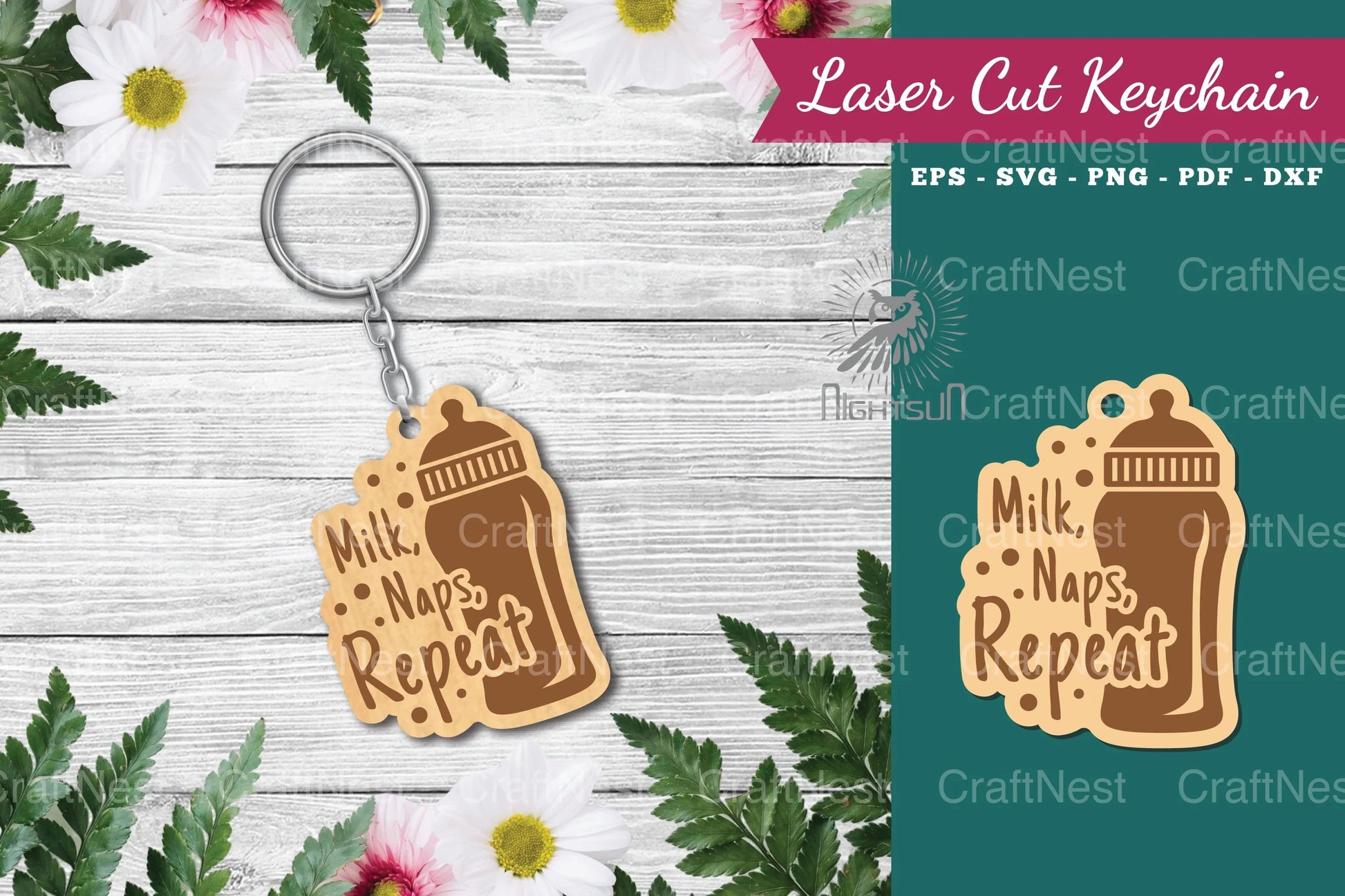 Milk Naps Repeat Laser Cut Keychain Design - CraftNest - Digital Crafting and Art