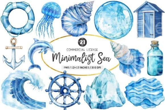 Minimalist Sea Clipart Bundle 67 - CraftNest - Digital Crafting and Art