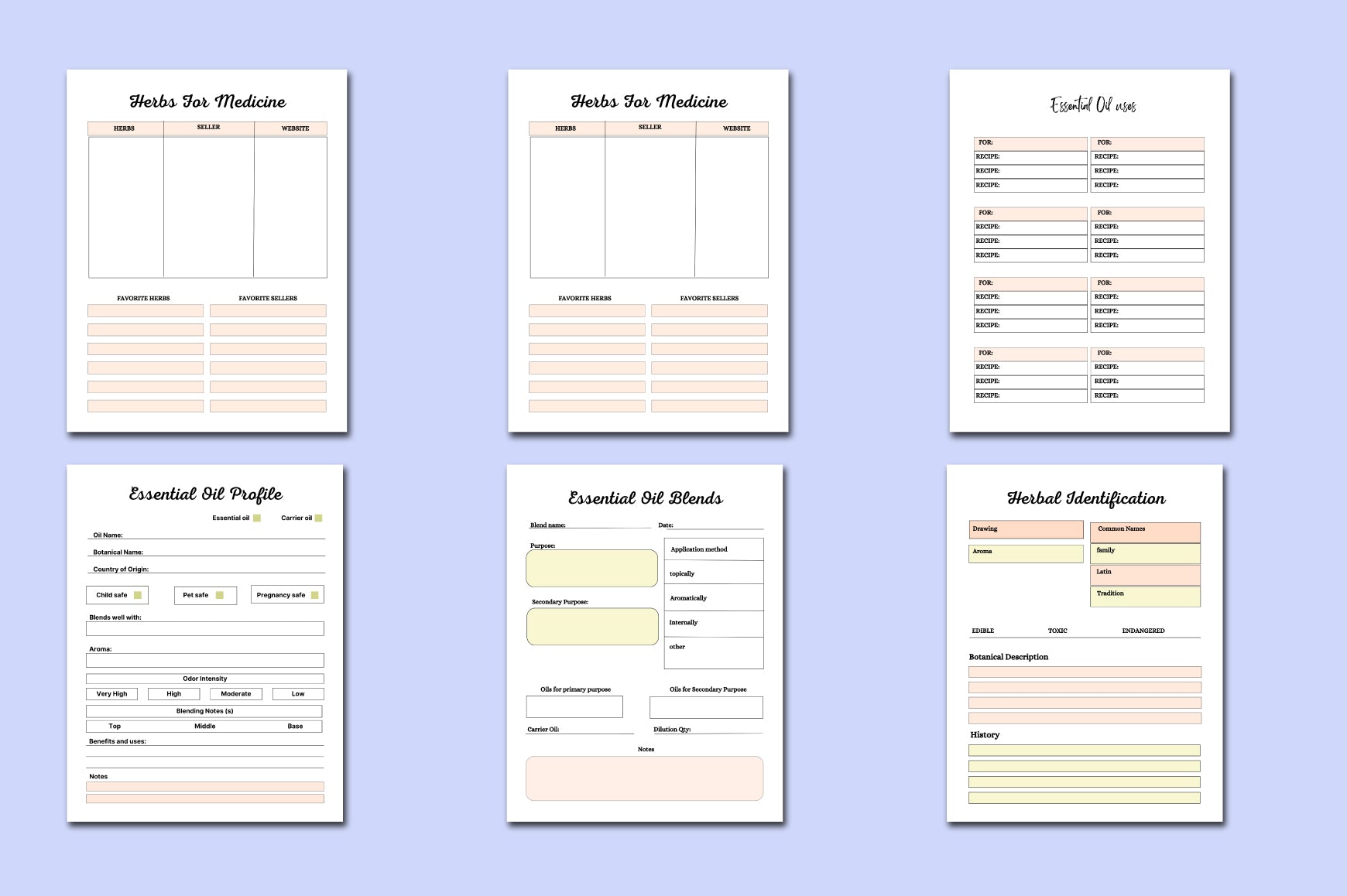 Herbs Essential Oils Planner