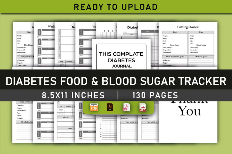 Diabetes Food & Blood Sugar Tracker Planner - CraftNest - Digital Crafting and Art