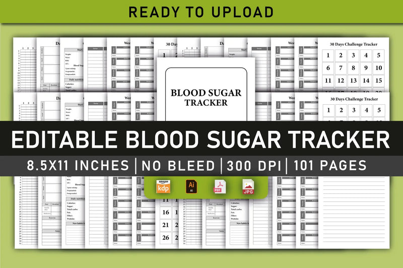 Blood Sugar Tracker Planner - CraftNest - Digital Crafting and Art