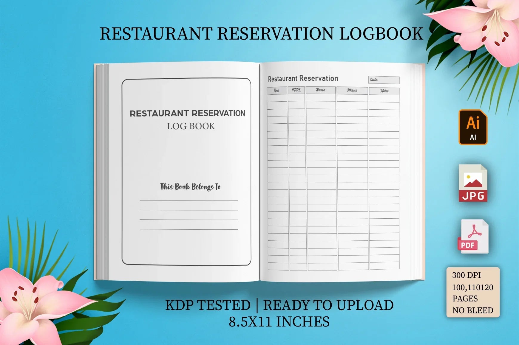 Restaurant Reservation Log Book Planner - CraftNest - Digital Crafting and Art