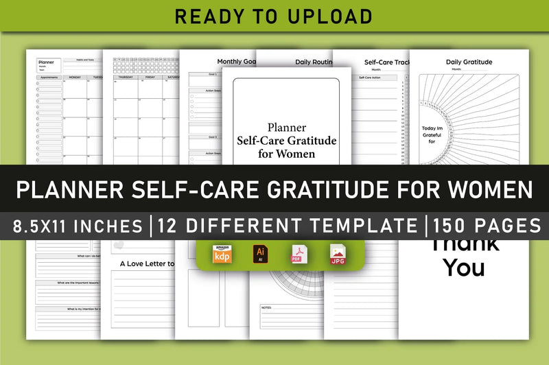 Self Care & Gratitude Planner for Women - Printable Planner - CraftNest - Digital Crafting and Art