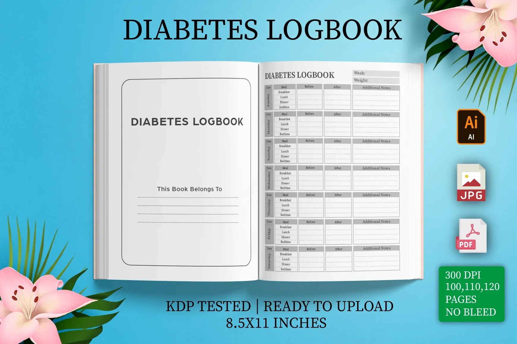 Diabetes Logbook Planner Bundle - CraftNest - Digital Crafting and Art
