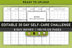 Day Self Care Challenge Planner - Printable Bundle - CraftNest - Digital Crafting and Art