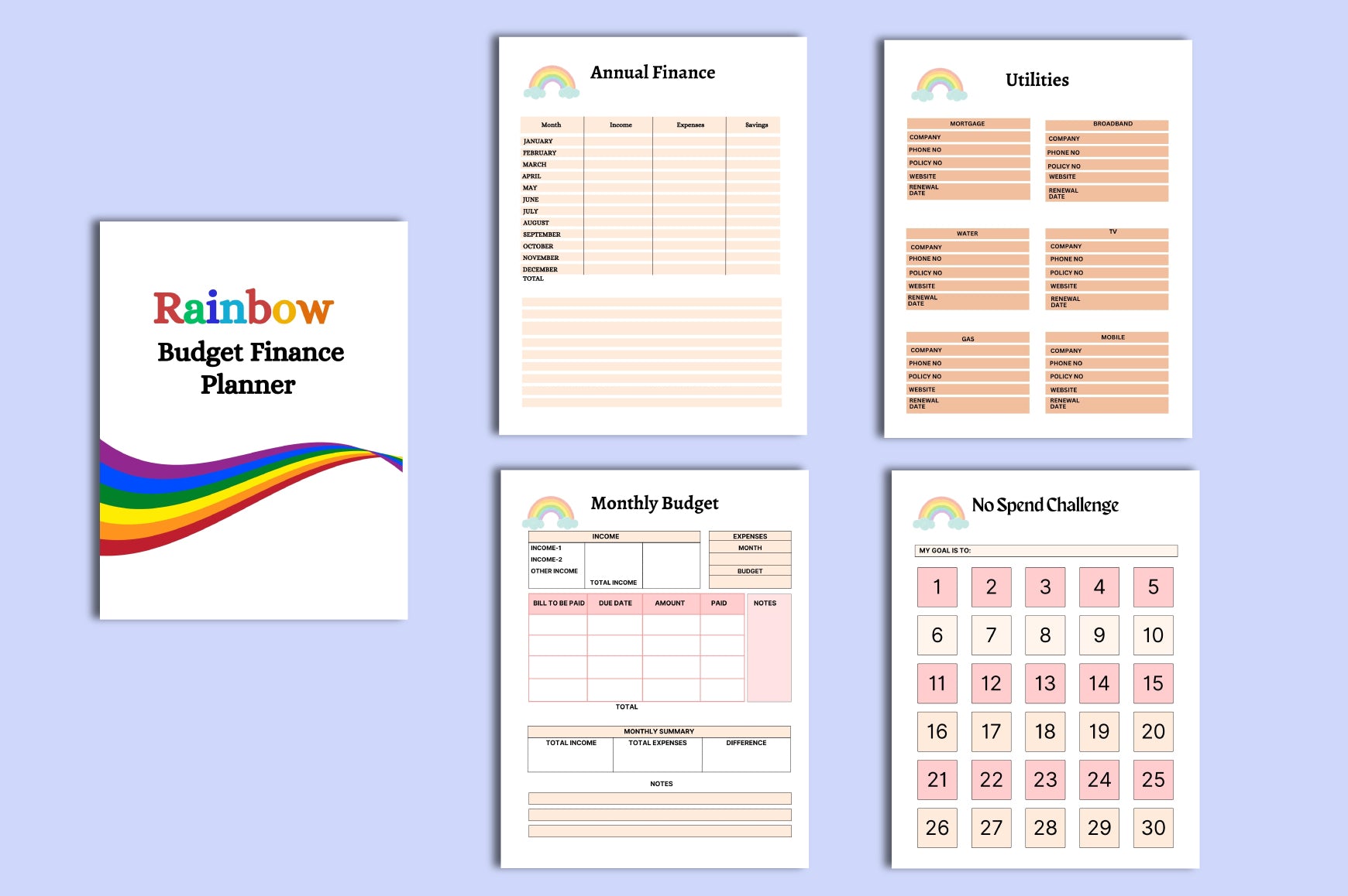 Rainbow Budget Planner