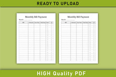 Monthly Bill Payment Tracker Planner - CraftNest - Digital Crafting and Art