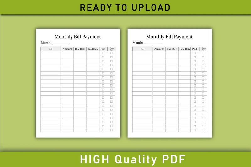 Monthly Bill Payment Tracker Planner - CraftNest - Digital Crafting and Art