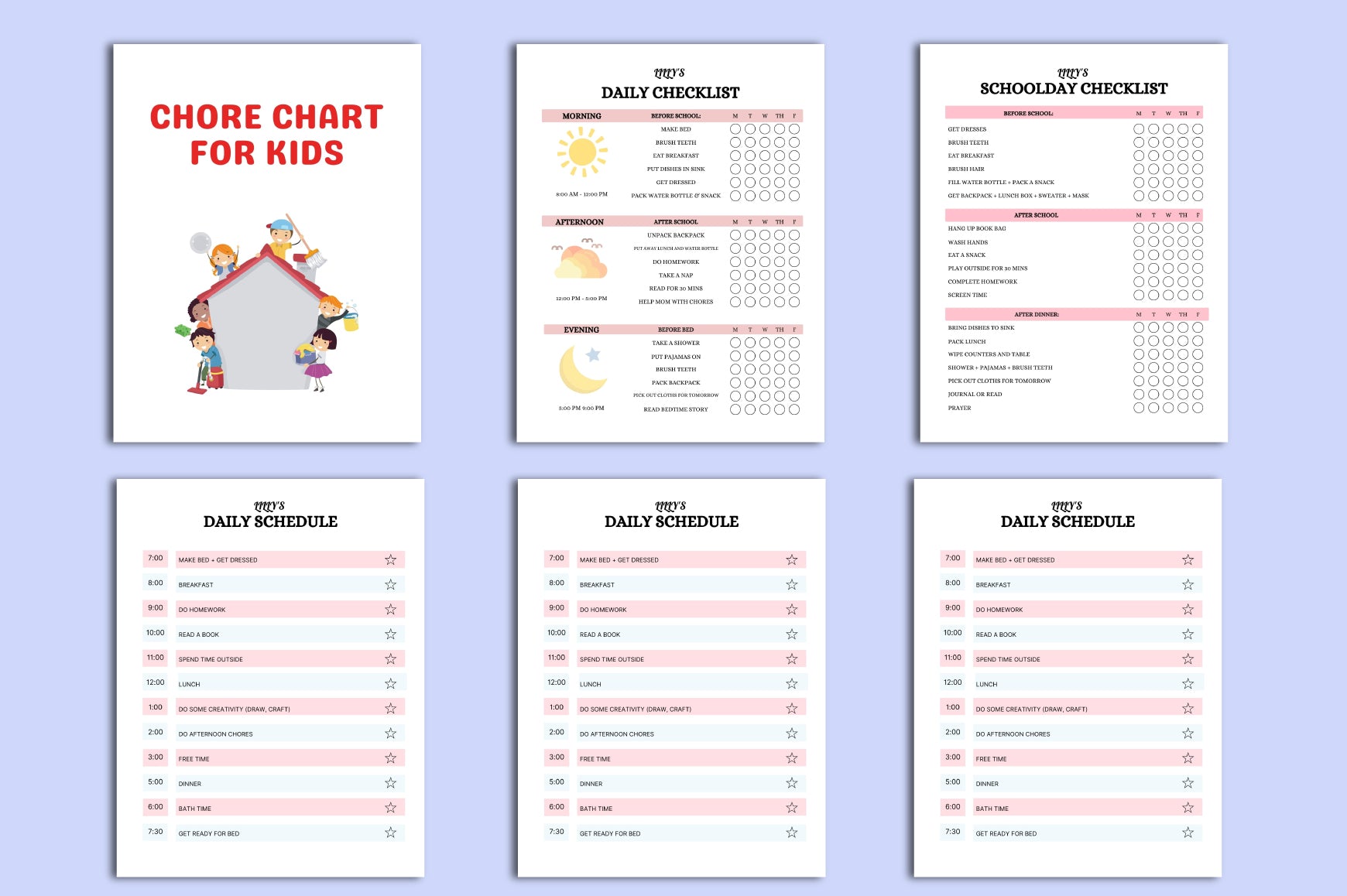 New Kids Chore Chart Planner