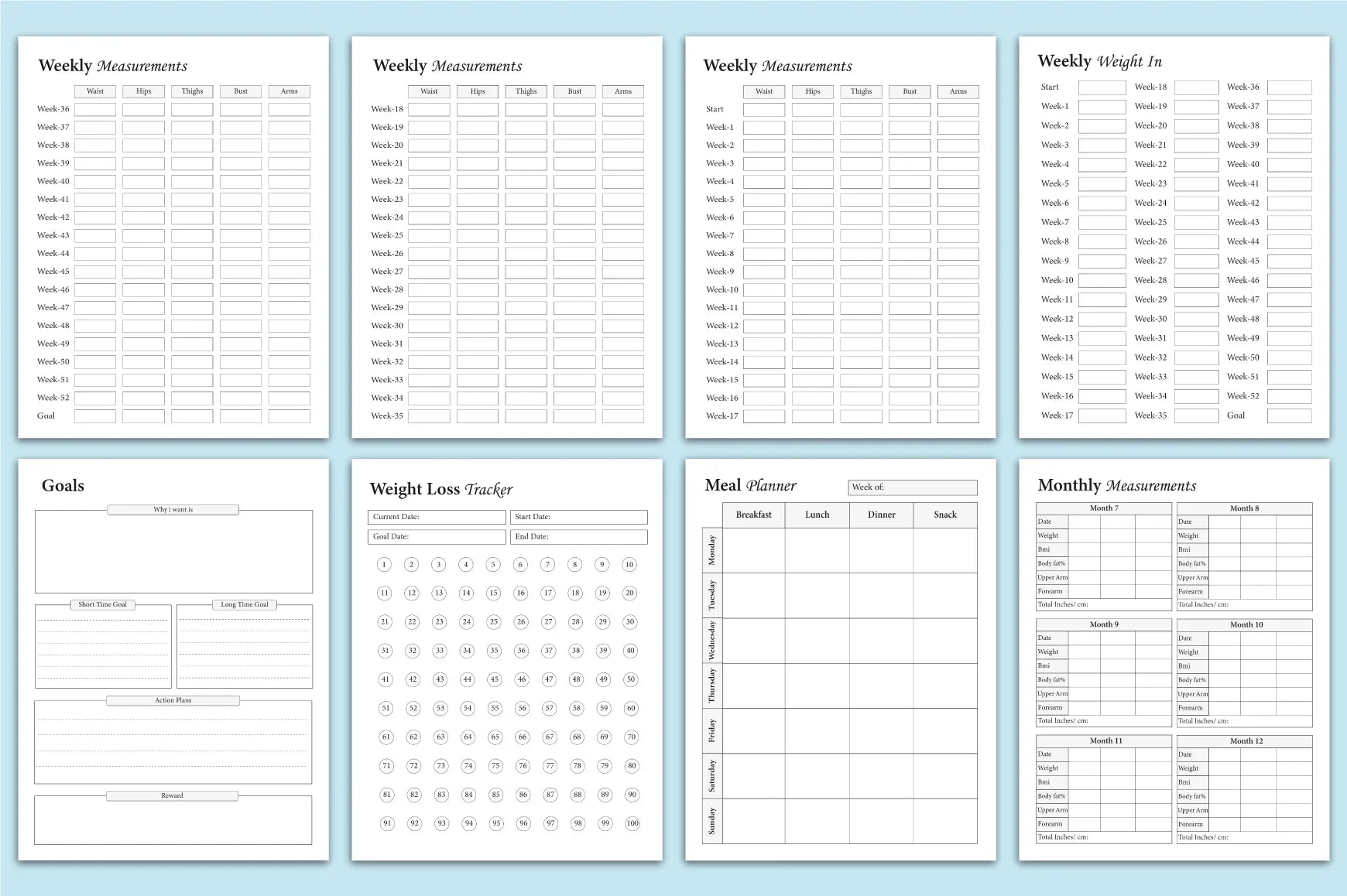 Weight Loss Planner - CraftNest - Digital Crafting and Art