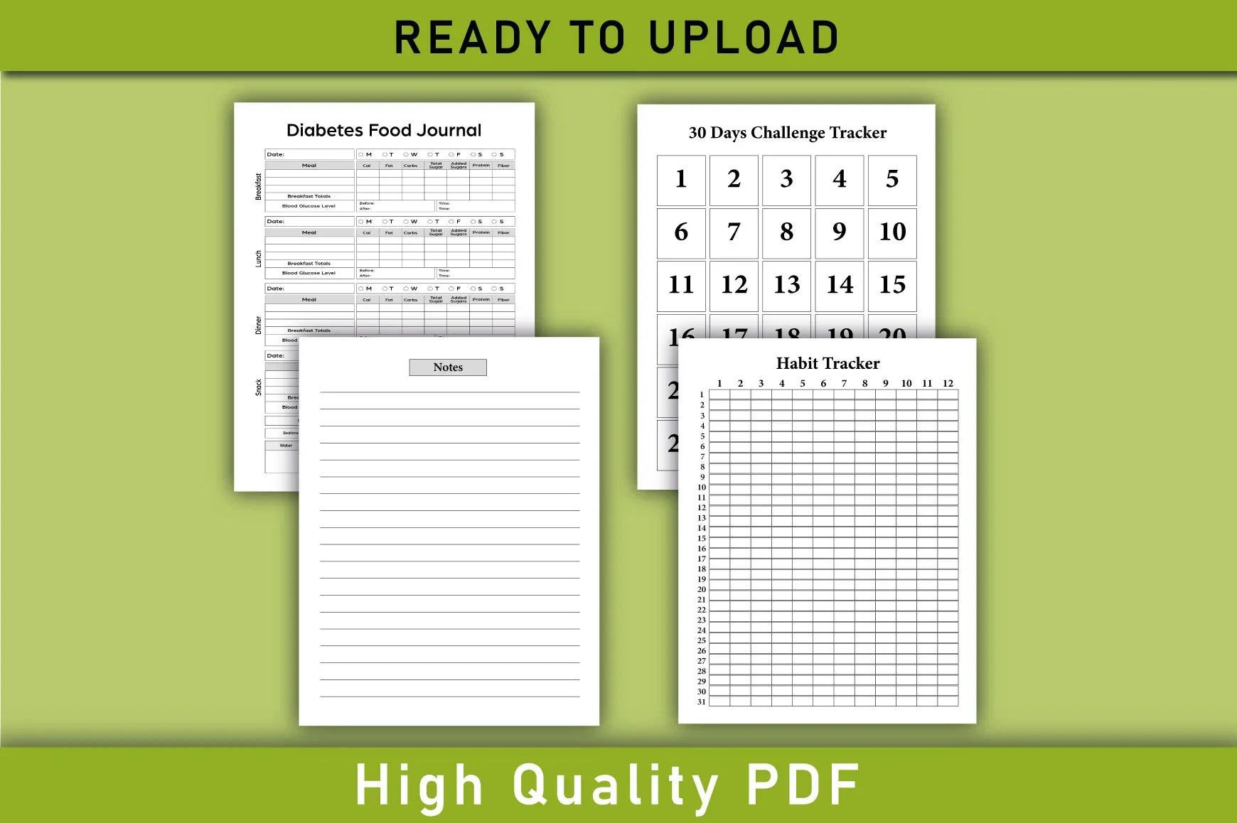 Diabetes Food & Blood Sugar Tracker Planner - CraftNest - Digital Crafting and Art