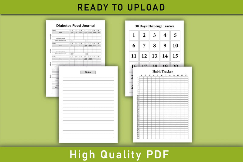Diabetes Food & Blood Sugar Tracker Planner - CraftNest - Digital Crafting and Art
