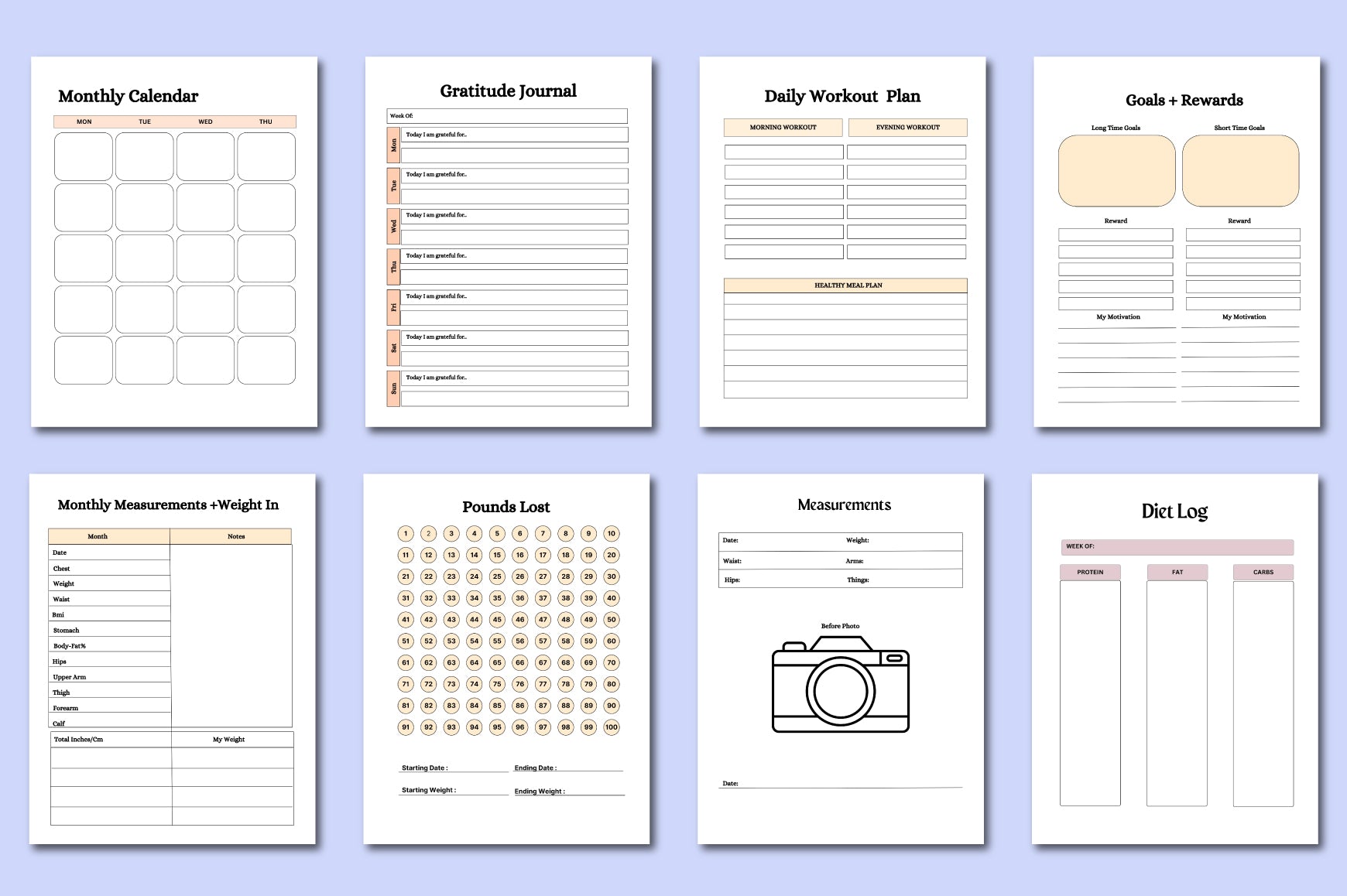 Fitness Weight Loss Planner
