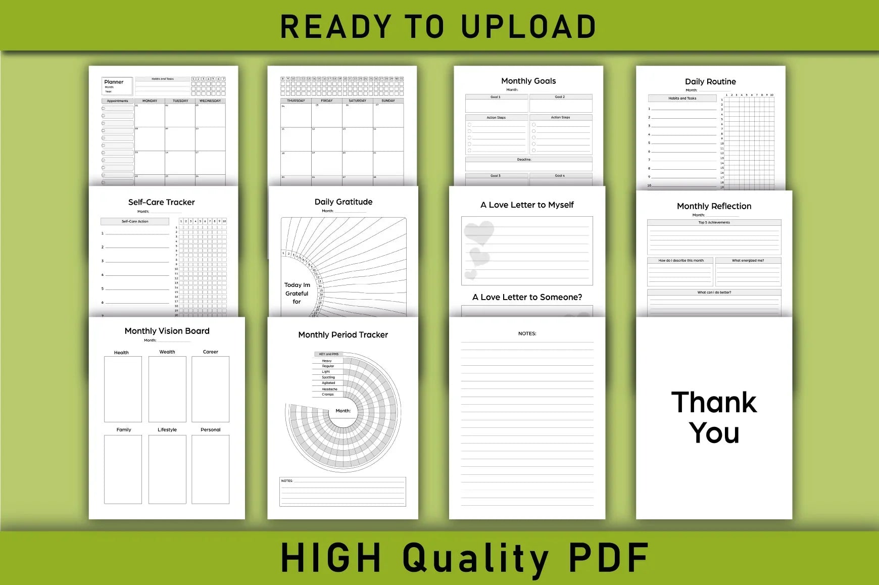 Self Care & Gratitude Planner for Women - Printable Planner - CraftNest - Digital Crafting and Art