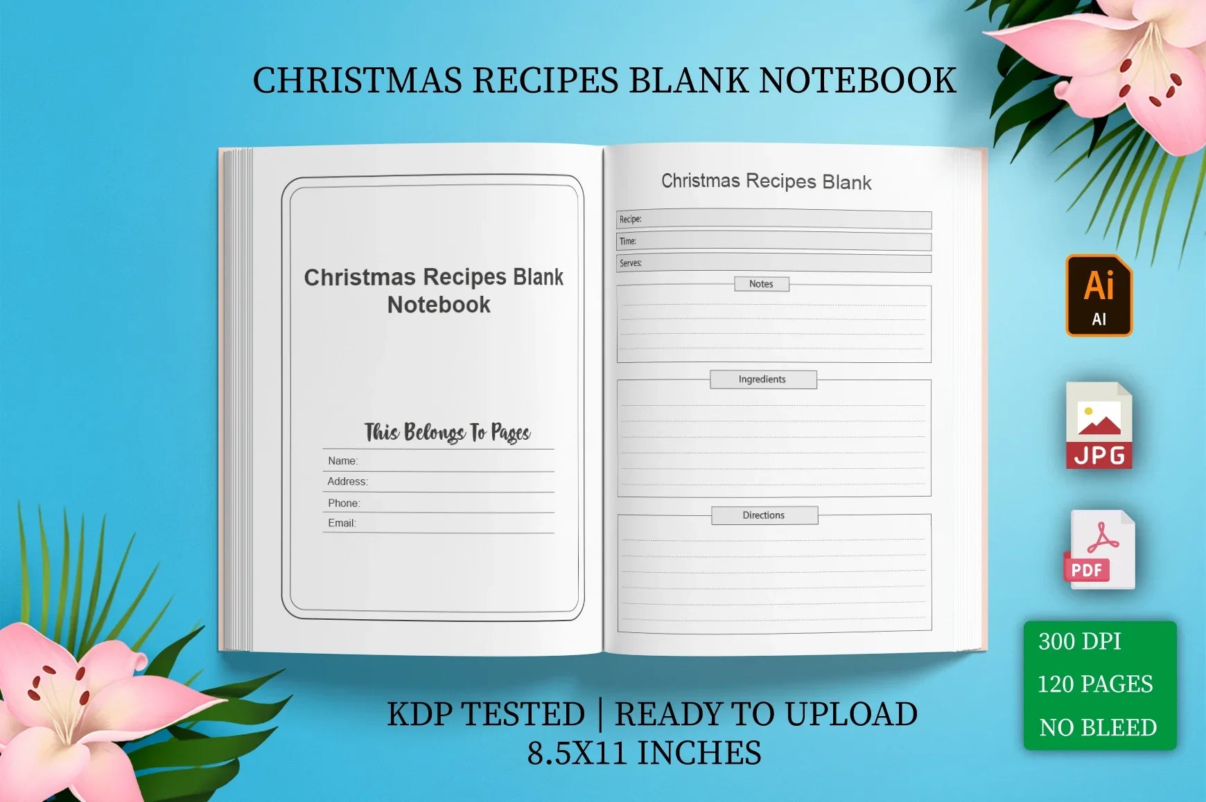Christmas Recipes Blank Notebook Planner - CraftNest - Digital Crafting and Art