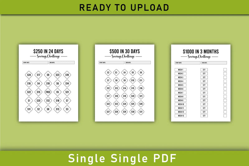 Money Saving Challenges Planner - CraftNest - Digital Crafting and Art