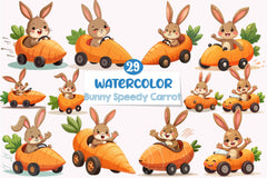 Easter Bunny Carrot Car Clipart Bundle - CraftNest - Digital Crafting and Art