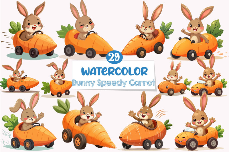 Easter Bunny Carrot Car Clipart Bundle - CraftNest - Digital Crafting and Art