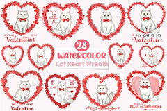 Valentine Cat Heart Wreath Clipart Bundle - CraftNest - Digital Crafting and Art