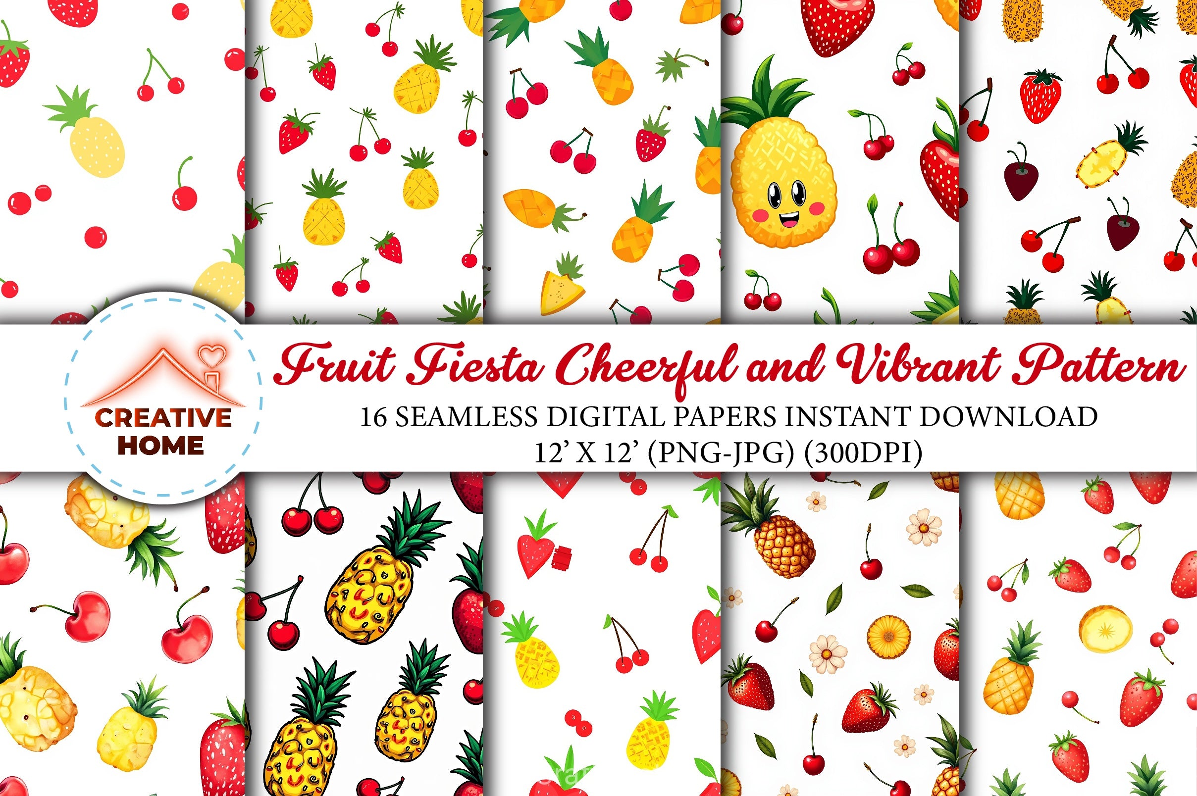 Fruit Fiesta Pattern Clipart Bundle - CraftNest - Digital Crafting and Art