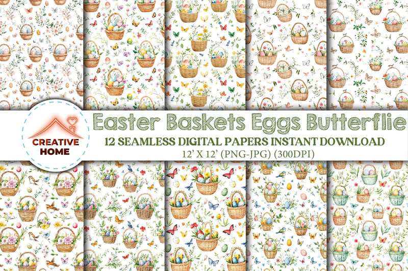 Easter Baskets & Butterflies Clipart Bundle - CraftNest - Digital Crafting and Art