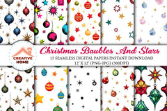 Christmas Baubles & Stars Clipart Bundle - CraftNest - Digital Crafting and Art